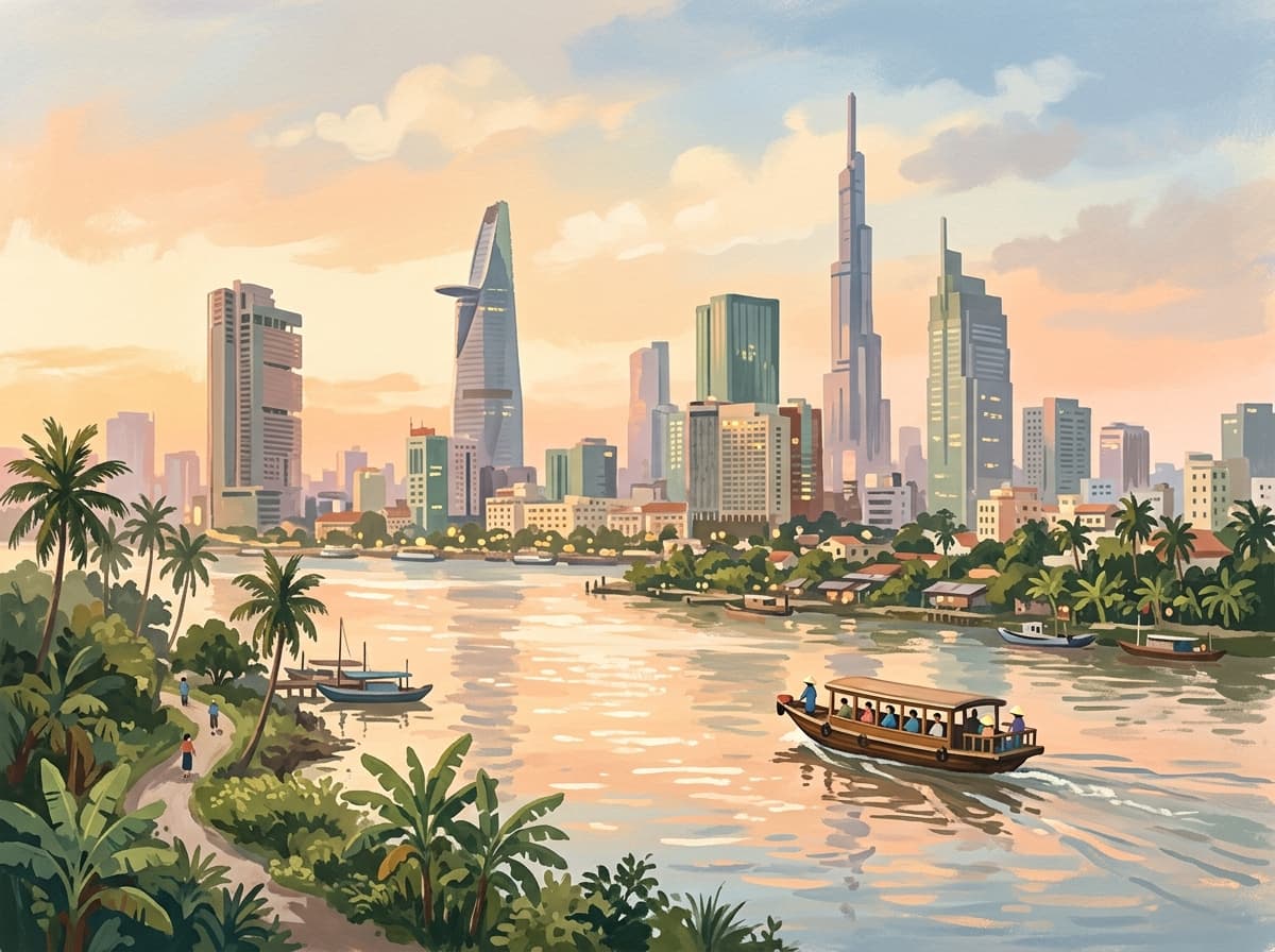 Painterly view of the Ho Chi Minh City skyline